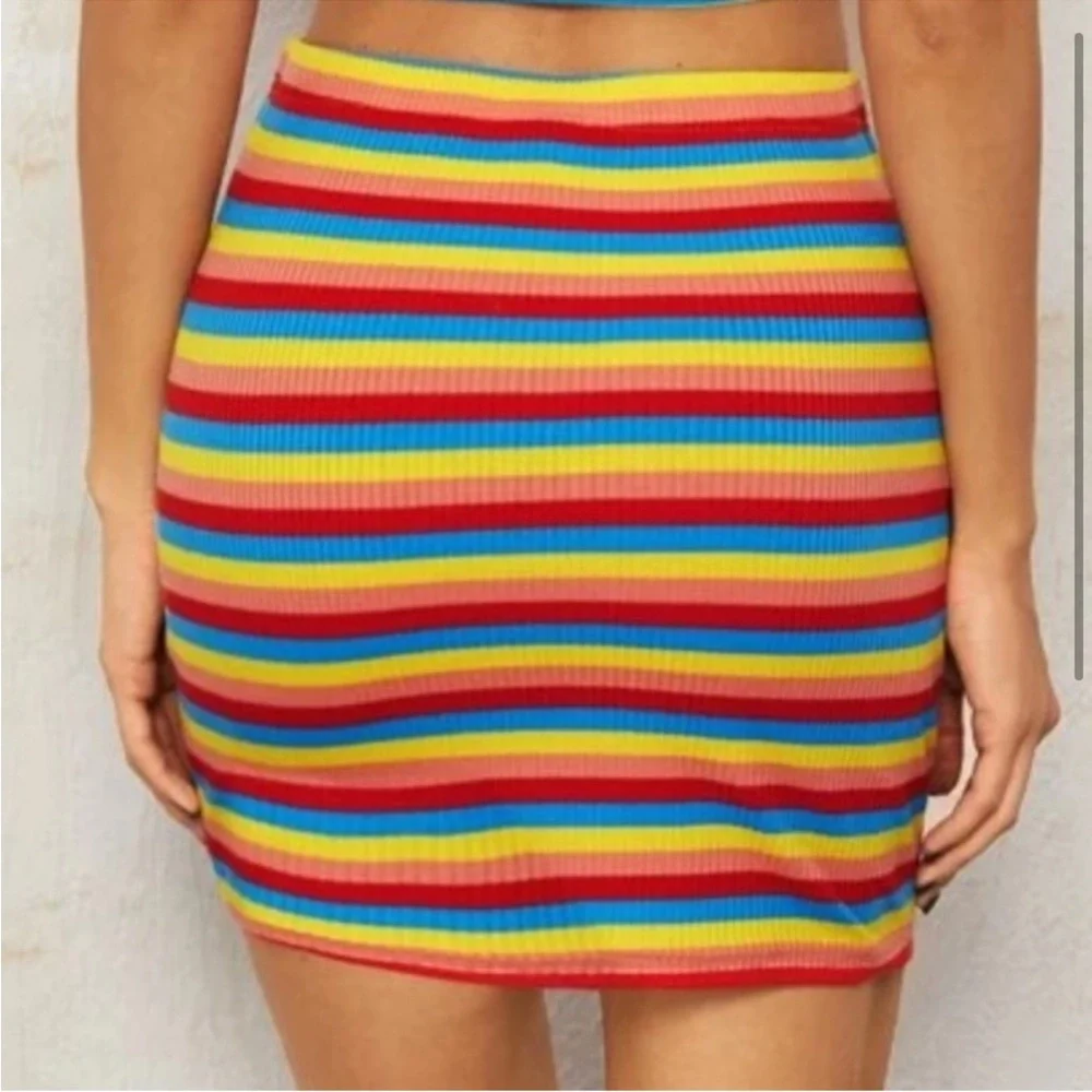 Rainbow Striped Bodycon Mini Skirt